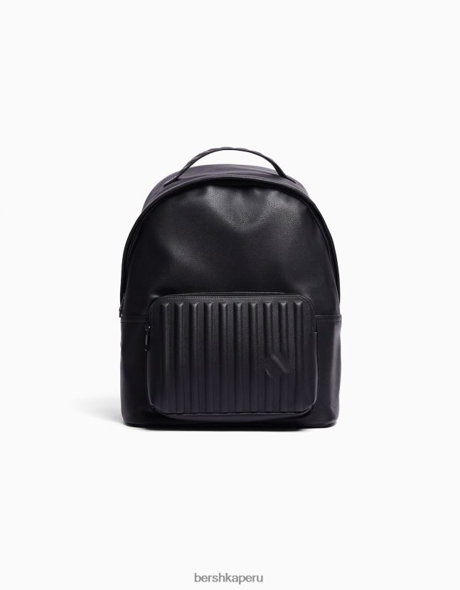 negro Bershka hombres mochila de piel sintética 806J6B3588