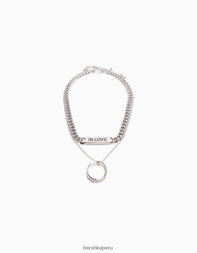 plata Bershka hombres pack 2 collares de anillas 806J6B3680