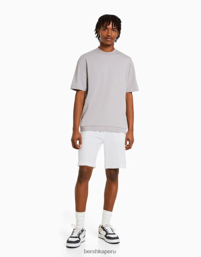 blanco Bershka hombres bermudas con acabado rústico 806J6B3305