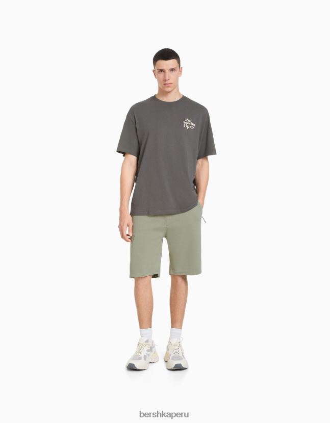 caqui Bershka hombres bermudas cargo afelpadas 806J6B3328