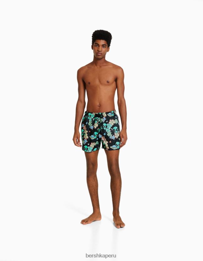 turquesa Bershka hombres shorts de playa estampados 806J6B3388