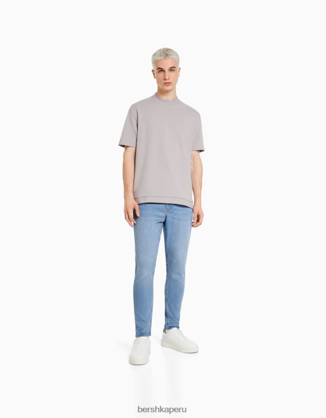 azul claro Bershka hombres vaqueros carrot fit 806J6B3181