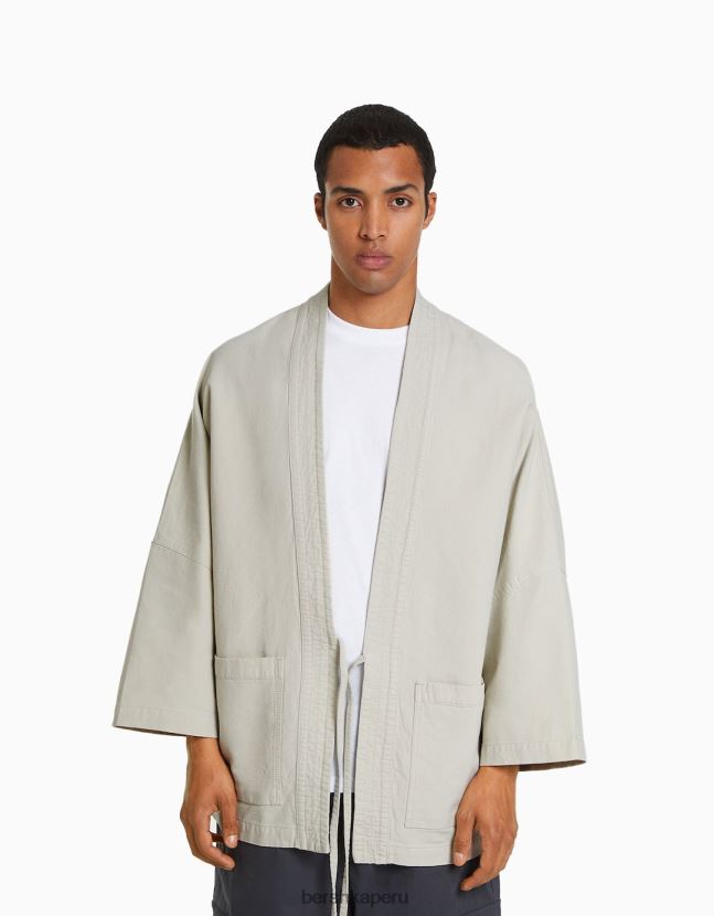 arena Bershka hombres kimono de manga larga con bolsillos 806J6B2884