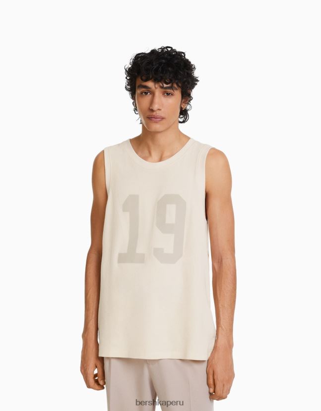 blanquecino Bershka hombres top de tiras estampado 806J6B2708