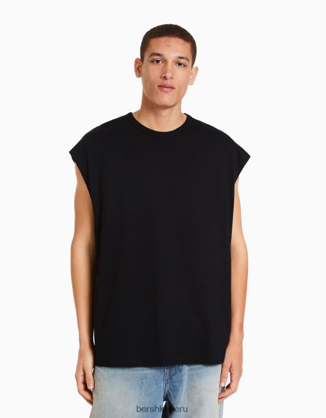 negro Bershka hombres camiseta oversize sin mangas 806J6B2809