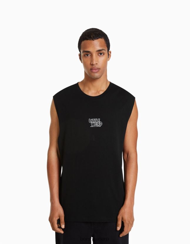 negro Bershka hombres camiseta sin mangas estilo constructor 806J6B2783