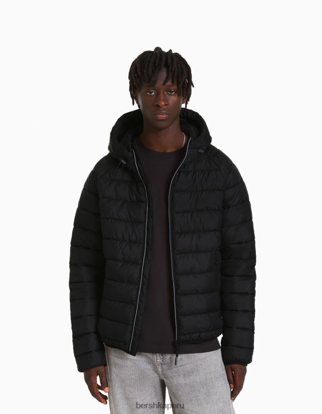 negro Bershka hombres chaqueta acolchada ligera 806J6B3061