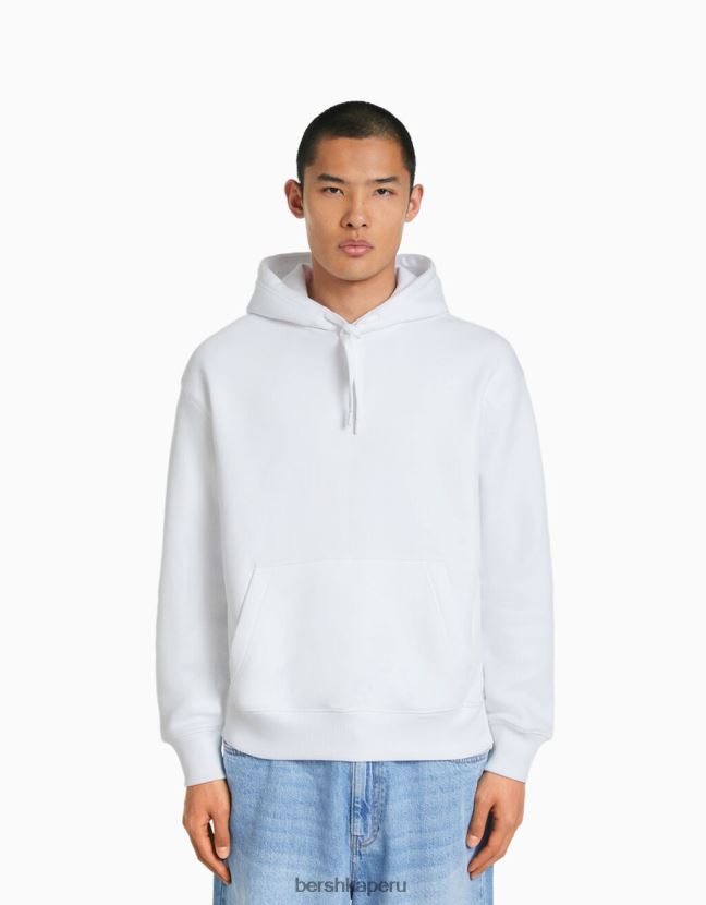 blanco Bershka hombres sudadera 806J6B3438