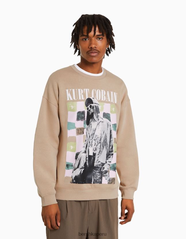 camello Bershka hombres sudadera con estampado de kurt cobain 806J6B2975