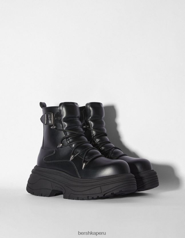 negro Bershka hombres botas gruesas con hebillas 806J6B3576