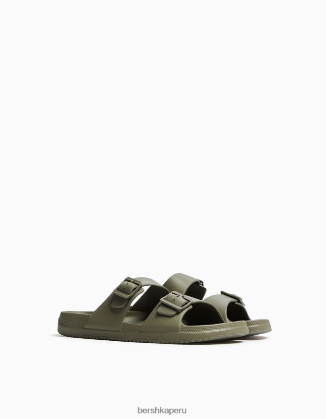 caqui Bershka hombres sandalias de goma con hebillas 806J6B3559