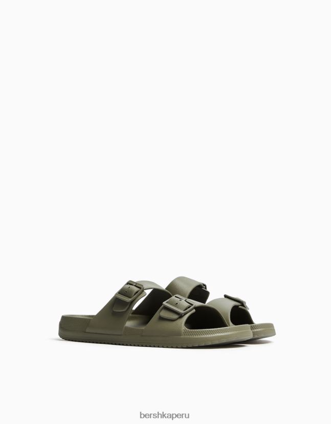 caqui Bershka hombres sandalias de goma con hebillas 806J6B3561