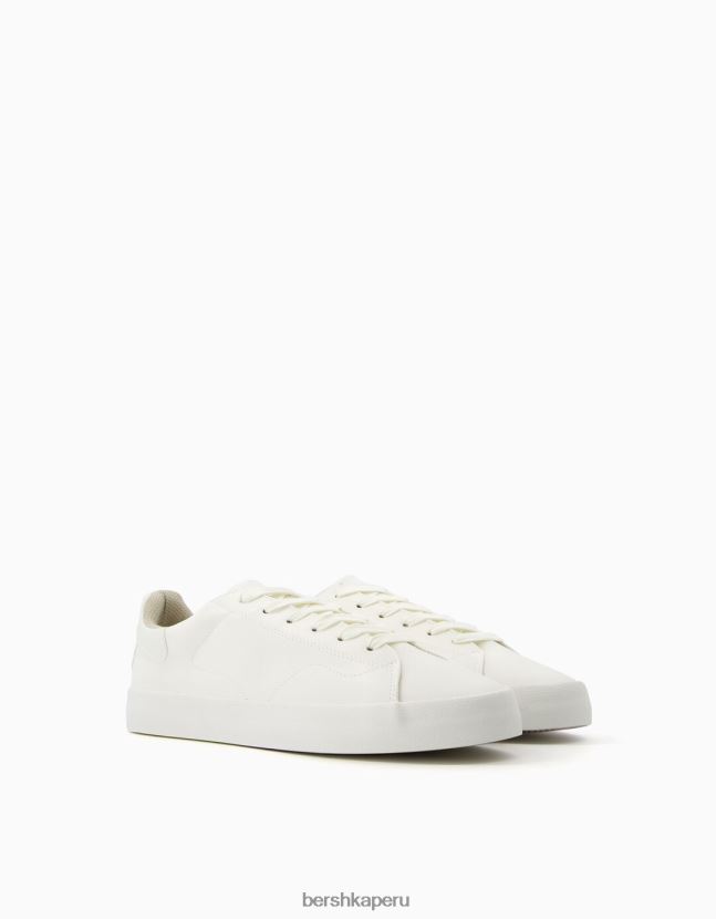 blanco Bershka hombres zapatillas monocromáticas 806J6B3579