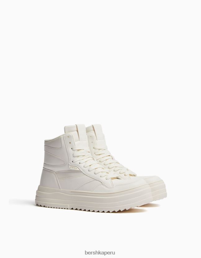 blanco Bershka hombres zapatillas altas con suela gruesa 806J6B3486