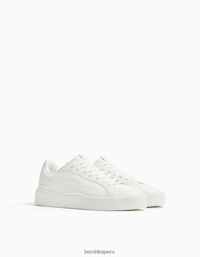 blanco Bershka hombres zapatillas monocromáticas 806J6B3497