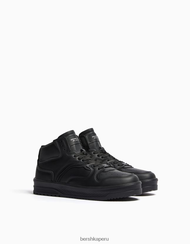 negro Bershka hombres tenis altos con varias capas 806J6B3491