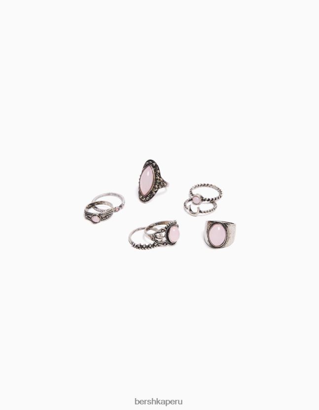 plata Bershka mujer juego de 8 anillos boho 806J6B2524