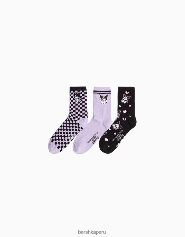 negro Bershka mujer Pack de 3 calcetines kuromi 806J6B2065