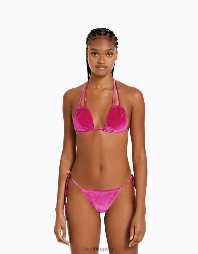 fucsia Bershka mujer top de bikini de terciopelo 806J6B1783