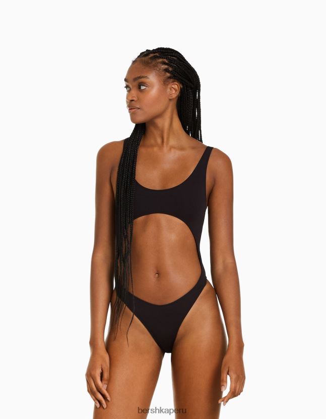 negro Bershka mujer bañador con abertura 806J6B1775