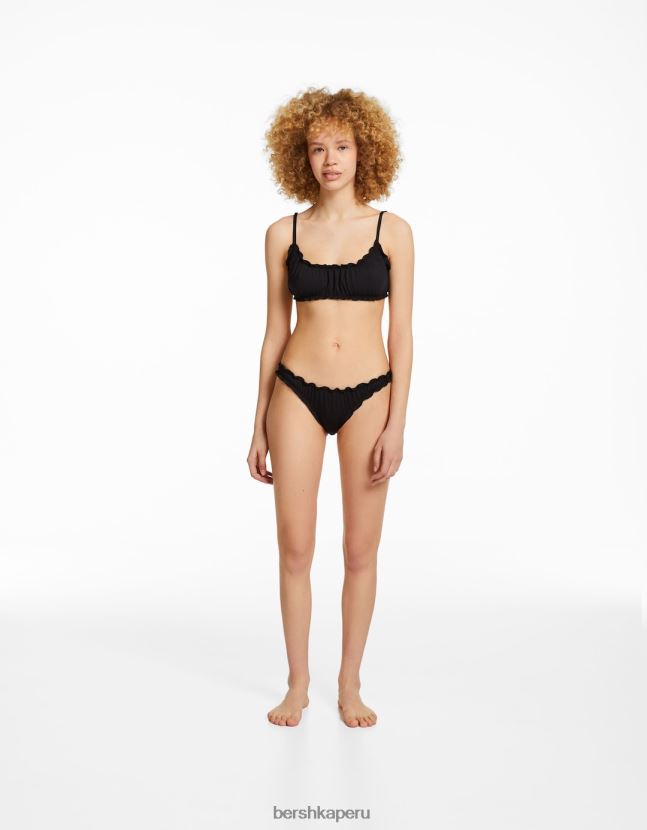 negro Bershka mujer conjunto de bikini rizado 806J6B4217