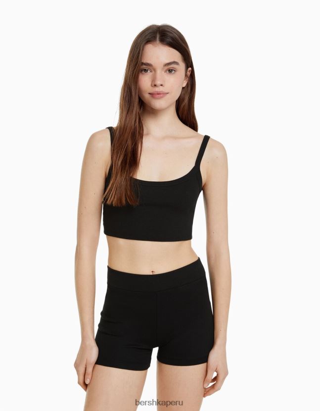 negro Bershka mujer conjunto top y shorts 806J6B2054