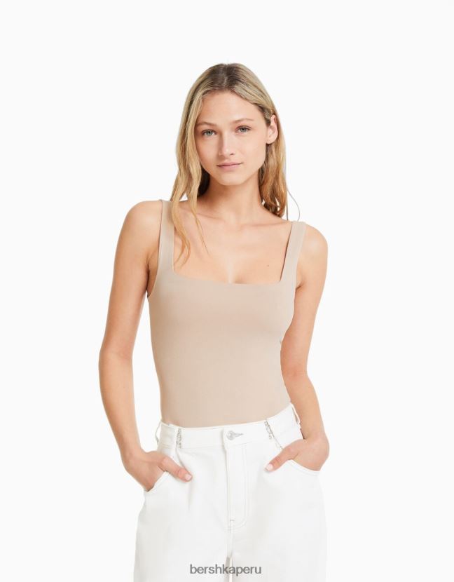 arena Bershka mujer body monocromático con tiras 806J6B698