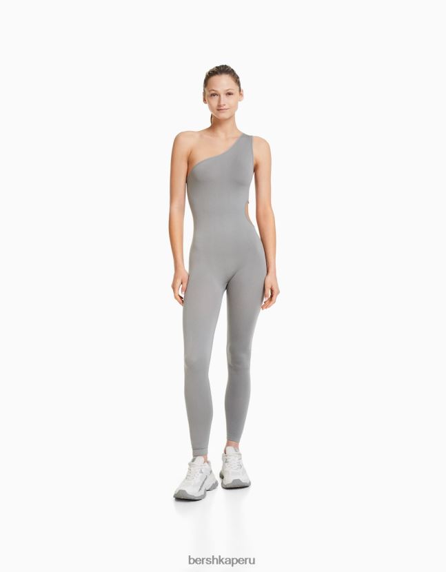 gris Bershka mujer jumpsuit sin costuras con aberturas 806J6B99