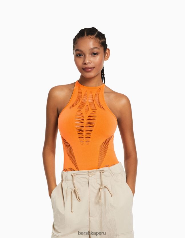 naranja Bershka mujer body sin costuras con aberturas 806J6B828