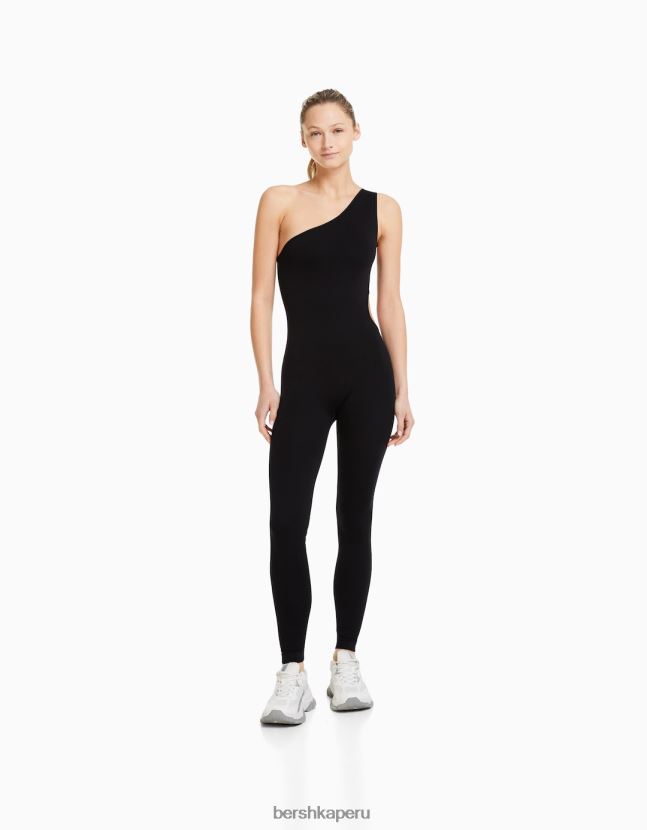 negro Bershka mujer jumpsuit sin costuras con aberturas 806J6B98