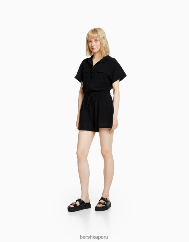 negro Bershka mujer mono utilitario rústico 806J6B4082