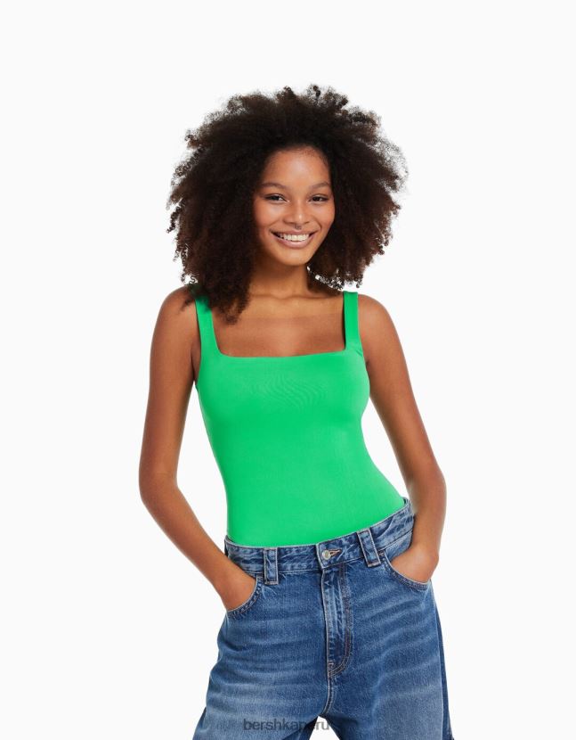 verde Bershka mujer body monocromático con tiras 806J6B701