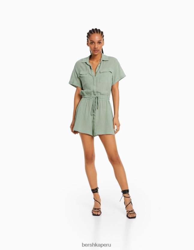 verde Bershka mujer mono utilitario rústico 806J6B107