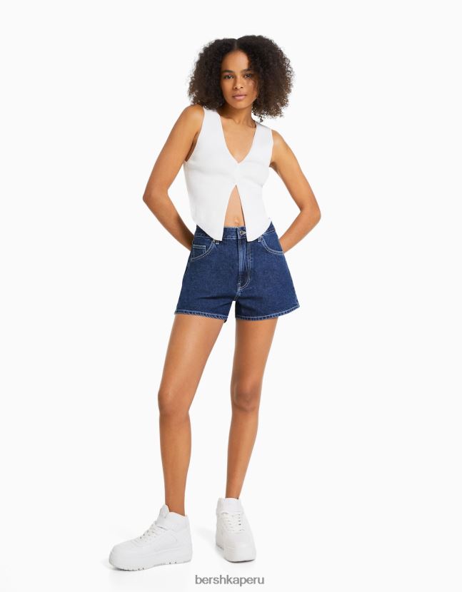 azul Bershka mujer shorts de mezclilla mom fit 806J6B1684