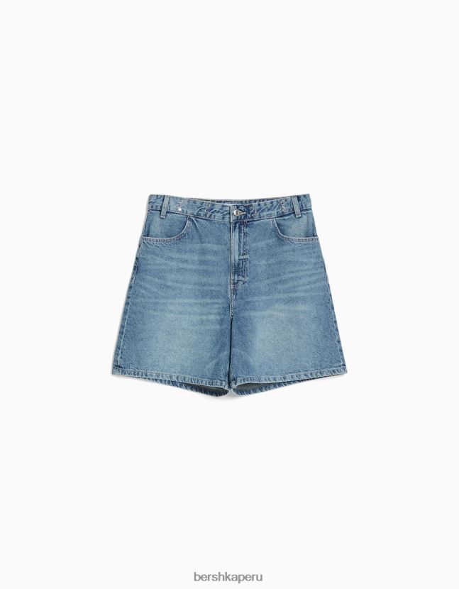 azul claro Bershka mujer bermudas vaqueras multidireccionales 806J6B1675