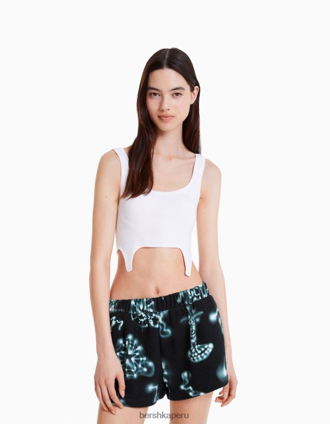 negro Alehsy x Bershka mujer bermudas afelpadas estampadas 806J6B1215