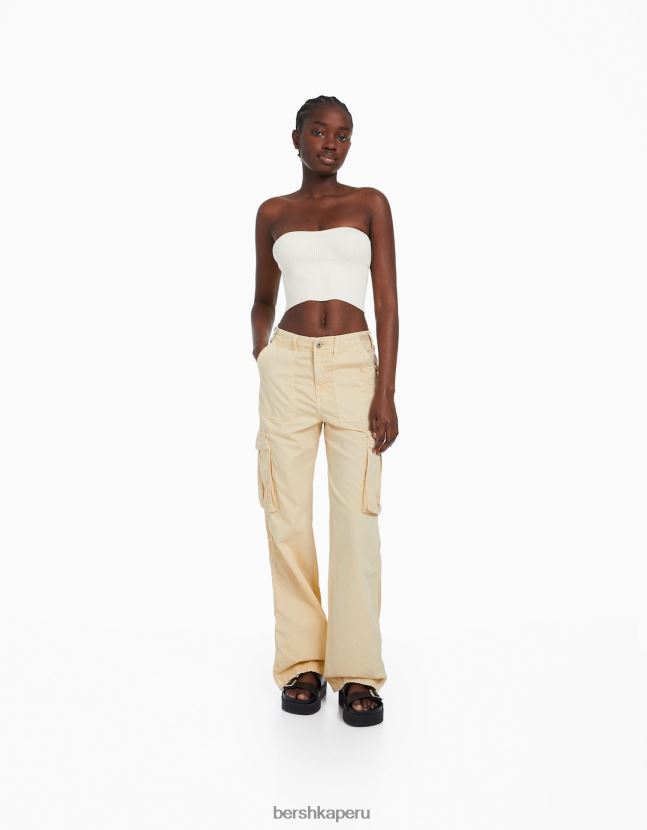 arena Bershka mujer pantalones cargo rectos ajustables 806J6B1287