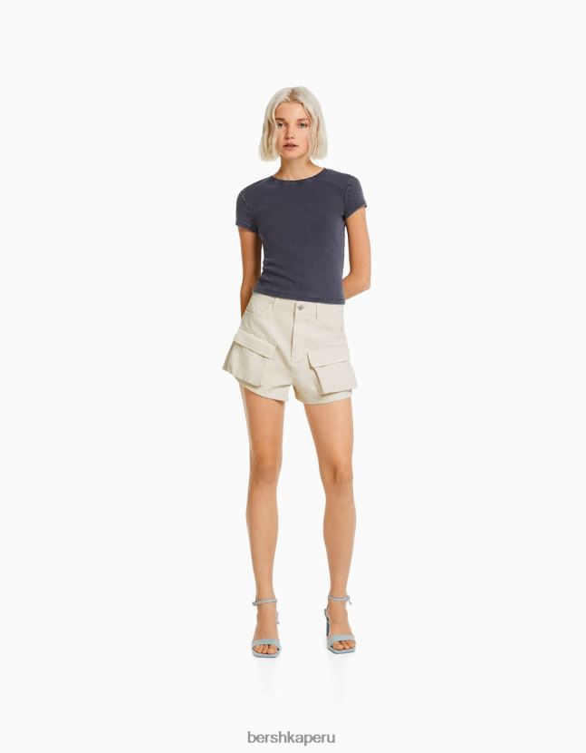 blanquecino Bershka mujer shorts de mezclilla cargo 806J6B1375