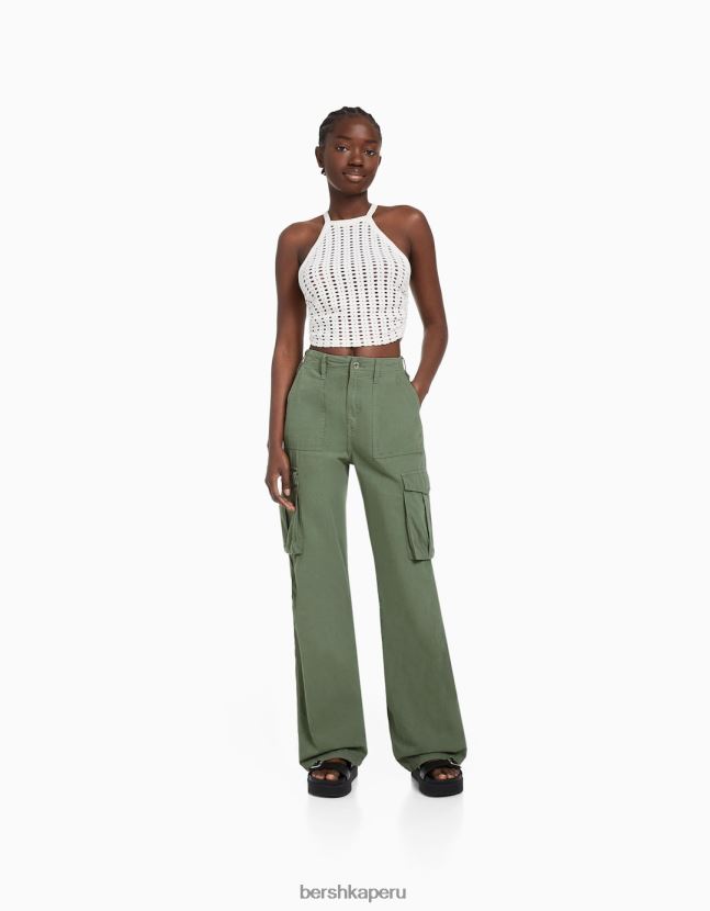 exclusivo Bershka mujer pantalones cargo rectos ajustables 806J6B1284