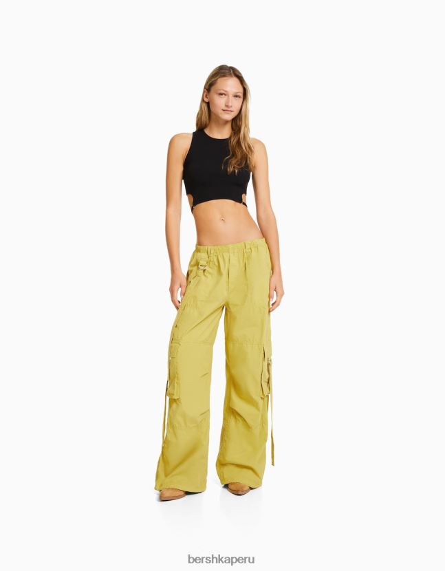 verde Bershka mujer pantalones cargo de pulpo de sarga 806J6B1328