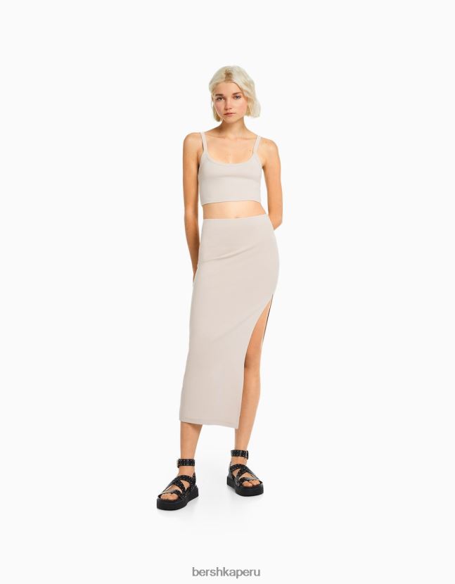 arena Bershka mujer falda larga de algodón 806J6B1634