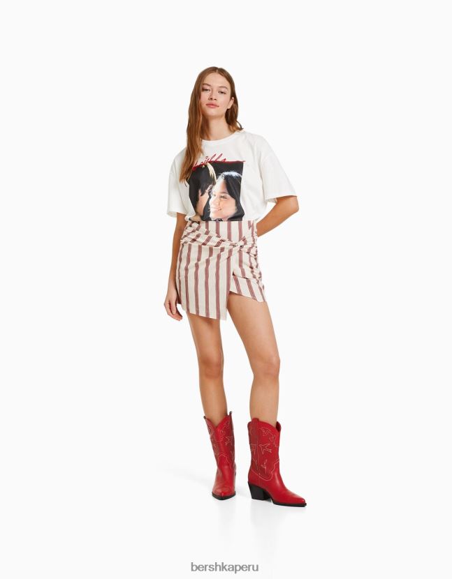 arena Bershka mujer minifalda a rayas con nudo 806J6B1661