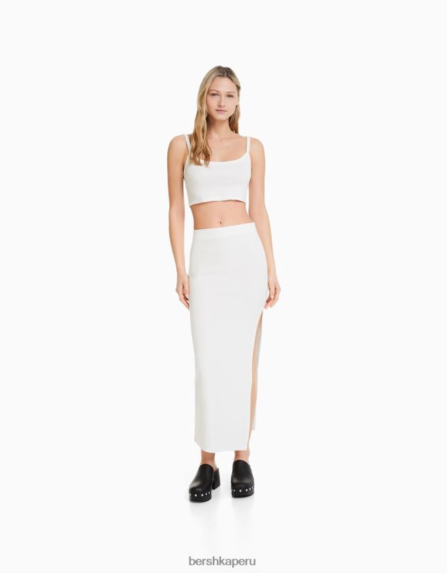 blanco Bershka mujer falda larga de algodón 806J6B1633