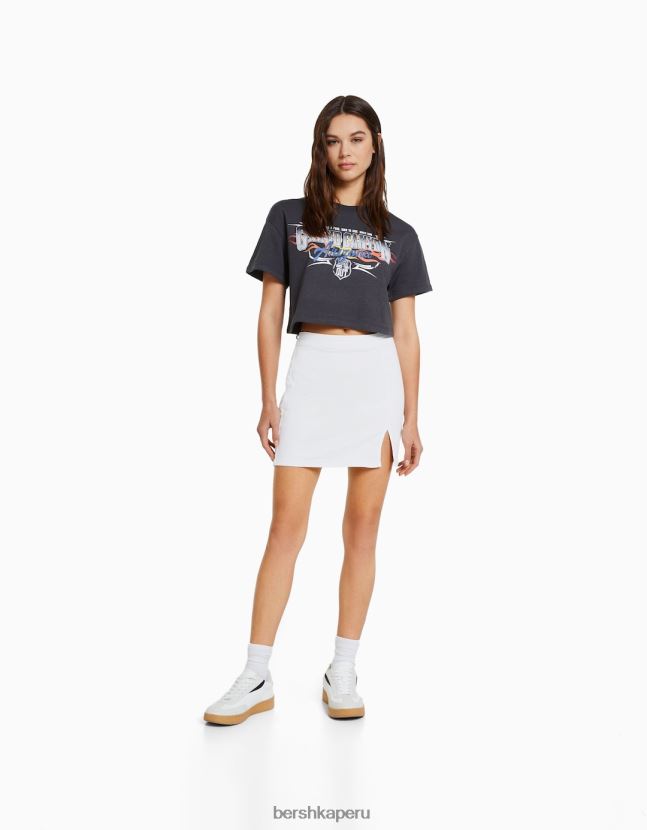 blanco Bershka mujer minifalda de mezclilla cómoda 806J6B1674