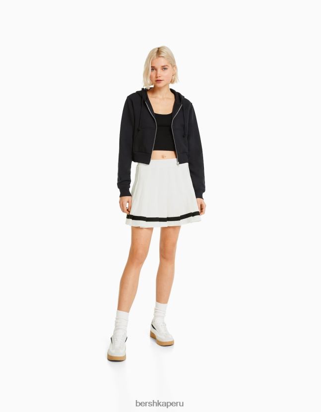 blanco Bershka mujer minifalda plisada con raya 806J6B1670