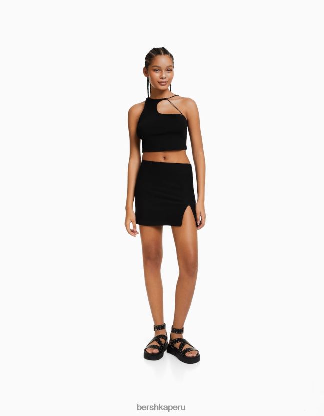 negro Bershka mujer minifalda de canalé 806J6B1650