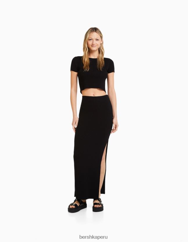 otro Bershka mujer falda midi de canalé 806J6B1631