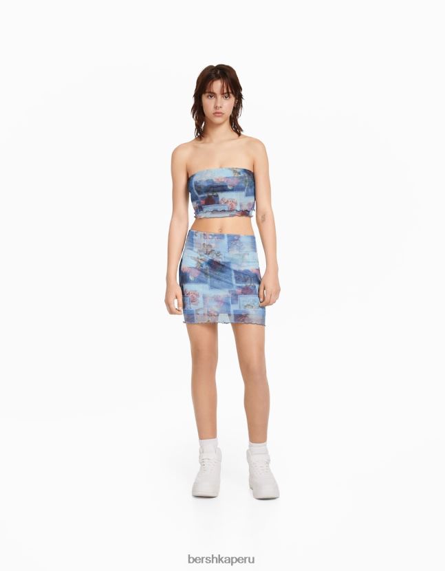 otro Bershka mujer minifalda de malla estampada 806J6B1673