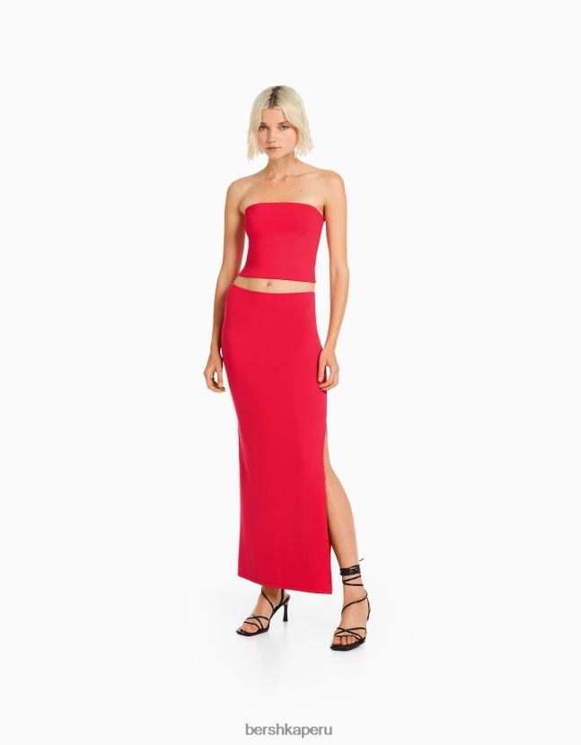 rojo Bershka mujer falda larga 806J6B1630