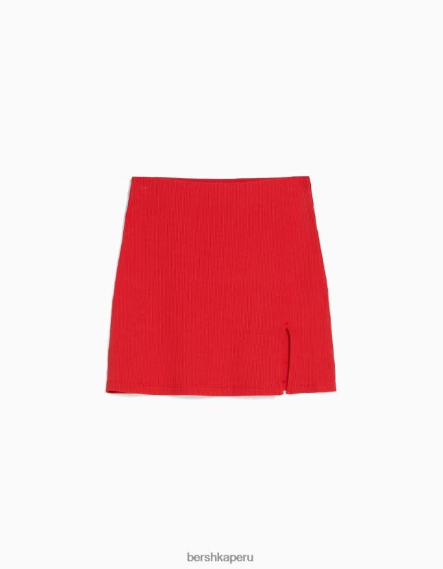 rojo Bershka mujer minifalda de canalé 806J6B4035